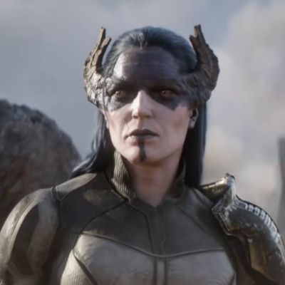 Monique Ganderton in the costume of Proxima Midnight. 